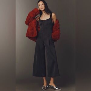 Anthropologie Black Satin Jumpsuit